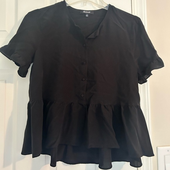 Madewell - Silk Studio Ruffle-Hem Top - Picture 2 of 6